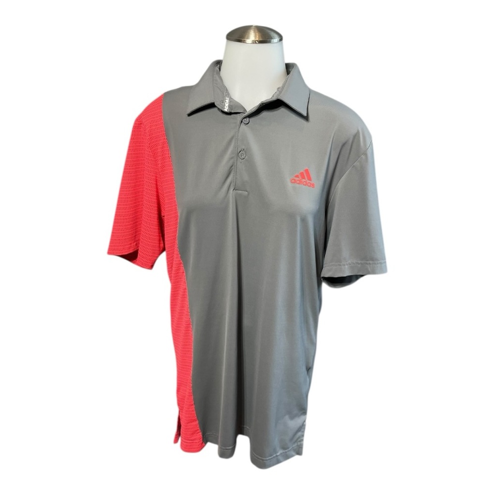 Size Small Adidas ultimate 365 Men's Polo Shirt in gray with red panel